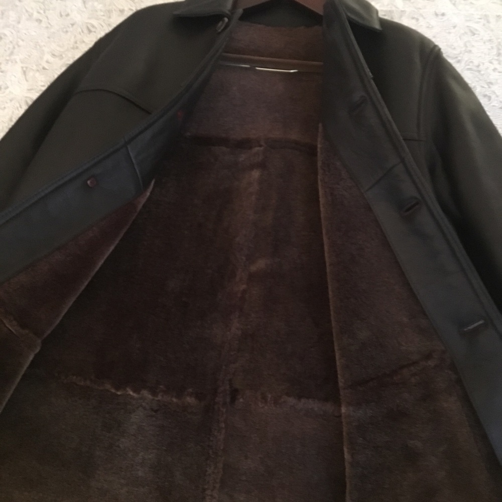Knee length leather coat